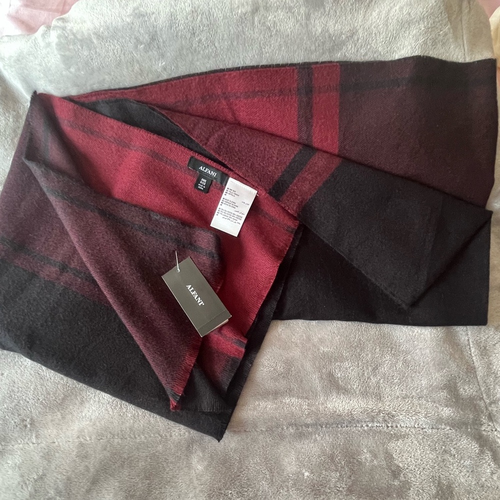 Alfani Red and Black Plaid Scarf - Picture 1 of 3